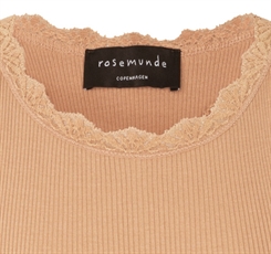 Rosemunde Silk t-shirt regular w/ lace - Indian Tan